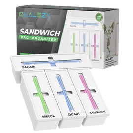 Qualezy Storage Bag Organizer for Kitchen Drawer, Plastic Bag Organizer for Drawer, Baggie Holder - Compatible with Gallon, Quart, Sandwich, Snack Bags, 4 Separate Pieces, White