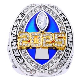 ZZXZJW 2025 Fantasy Football Championship Ring Trophy Award for Fantasy Football League Winner (Model 2, Size 10)