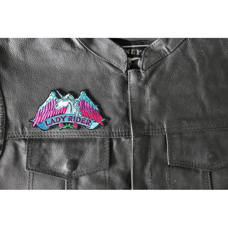 Ivamis Lady Rider Unicorn Biker Patch - 5x2.5 inch -