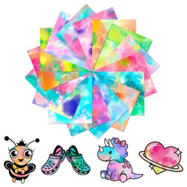 HTVSTD Tie Dye Clouds Heat Transfer Vinyl - 16 Pcs 12 x 10 Inches Watercolor HTV Vinyl Patterned Iron on Vinyl for T-Shirts DIY Compatible with Sillhoutte Cameo and Cricut