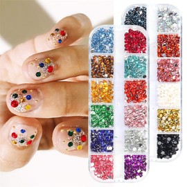 2 Box 12 Colors Clear Colorful Blue Nail Stone Rhinestone Nail Deco Nail Parts Nail Art Salon
