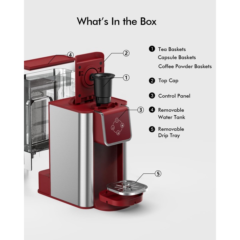 SIFENE KC101 3-in-1 Single Serve Coffee Maker, Compact & Portable,