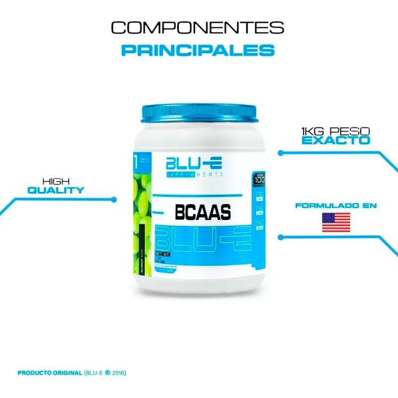 Suplementoaminoacidos Bcaas Blu-e 1kg Sabores 100 Servicios