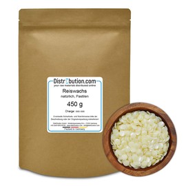 450 g Rice Wax - Oryza Sativa (Rice) Bran Wax - Rice Bir Wax - Vegan Raw Material for Natural Cosmetics - Creams - Lotions