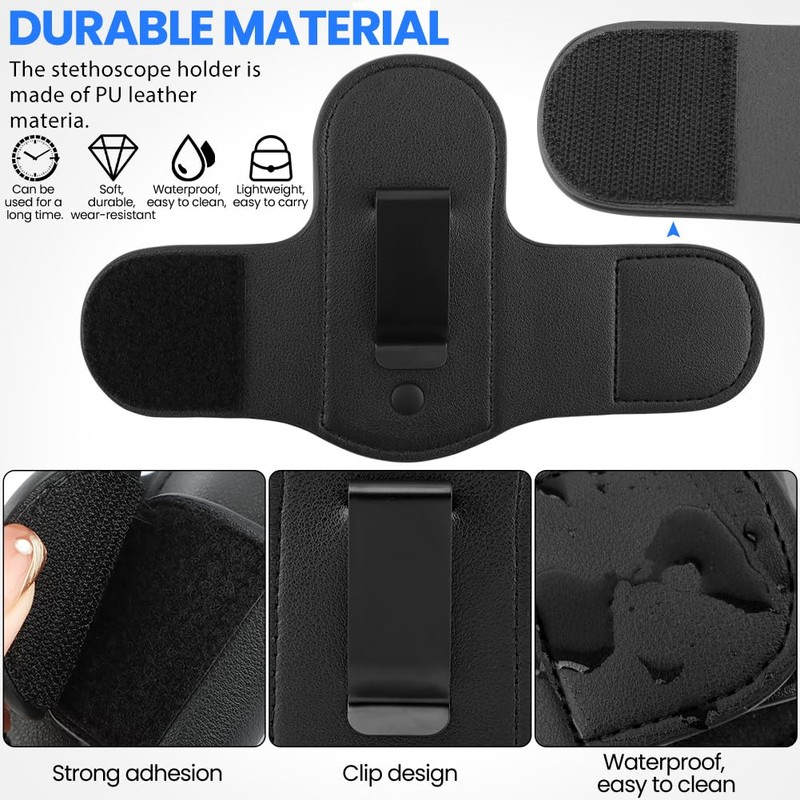 Loyanger Stethoscope Holder Clip, PU Leather Stethoscope Holster Clips Holder