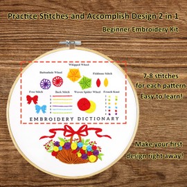 DPSKLTD Beginners Embroidery Kit: Easy Stitch Tutorial for Embroidery Starters - Great Embroidery Dictionary for Beginners - Fun Craft for Adults Kids
