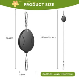 2025 Upgraded Retractable Plant Hanger - Heavy Duty Plant Pulleys for Hanging Plants, Outdoor Adjustable Hooks, Durable Plant Pulley for Garden Baskets Pots,Birds Feeder, 2 Pack