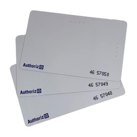 AuthorizID 10 – 26 Bit H10301 125 KHz Printable CR80 Proximity Card Wiegand chip. Compatible with 1386 1326 7610 1586 1391 and 1346. Works with Nearly All Access Control Systems. Free tech Support.