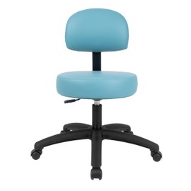 Chair Master Round Vinyl Fabric Adjustable Chair for Exam Rooms, Labs, Doctor and Dentist Offices. Easy to Clean! 17"-22" Seat Height NO FOOTRING (Standard Nylon, Aqua)