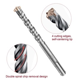 SDS Plus Drill Bit Set 9 Pieces, Concrete Drill Bit 160 mm Long, with 4 Cutting Edges, Hammer Drill, Masonry Drill, YUHIAKE Tools for Drilling Concrete, Stone, Wood, Brick, Tiles