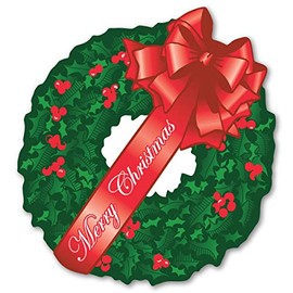 Merry Christmas Wreath Magnet by Magnet America Is 6.5" x 6" Made for Vehicles and Refrigerators