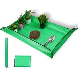 WondMall Plant Repotting Mat,Extra Large Waterproof Potting Mats,Foldable Potting Mat for Indoor Plant Transplanting and Dirt Control,Portable Gardening Mats for Repotting(43''*30'',Green)