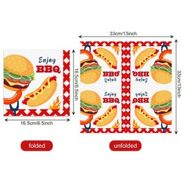 80PCS BBQ Paper Napkins BBQ Party Paper Napkins Set, Grills Burgers Utensils Pattern Decorative Luncheon Dinner Papers Napkins for Themed Decorations, Burgers, Picnics, Backyard Cookouts