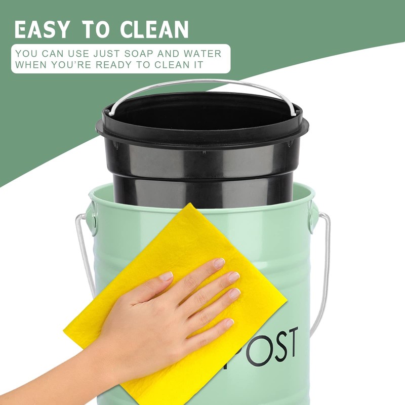Vipush Kitchen Countertop Compost Bin with lid – Small, Includes