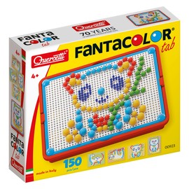 Quercetti Fantacolor Tab, Gioco Chiodini per Bambini con 150 Chiodini Colorati e Schede Illustrate, 4 Anni, Giochi Educativi e Creativi, Mosaico, Made in Italy