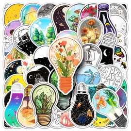 50PCS World in Bottle Stickers,Funny Stickers,Teens Boys and Girls Sticker Pack Vinyl Skateboard Guitar Door Laptop Luggage Car Bike Water Bottle Birthday Party Supplies Stickers