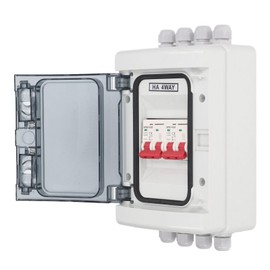 DC500V Solar PV DC Miniature Circuit Breaker Box 2 in 2 Out Isolation Switch Junction Box PV Solar Disconnect Switch Power Distribution IP65 Waterproof UV Proof Battery Breaker Protector (32A)