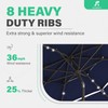 JEAREY 3 Tiers Patio Umbrella with Solar Lights 9ft Outdoor