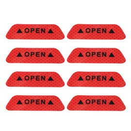 PATIKIL Car Door Open Warning Reflective Stickers Night Safety Warning Decals Night Visibility Prompt Decals Car Decal Decor Accessories, 8PCS Red