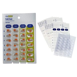 Medication Blister Pack Refill Set Cold Seal - Includes Blister Trays & Cold-Seal Cards - Pill Blister Sizes Regular or Jumbo Blisters (Weekly - Standard 1/2" Deep - 100 Pack)