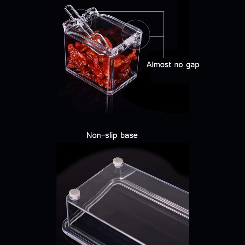 Contenedor de Almacenamiento de Condimentos Transparente con Cucharas, Resistente Al