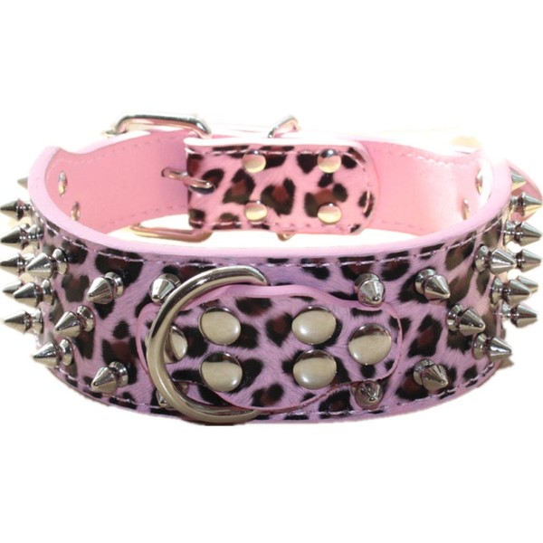 haoyueer Spiked Leather Dog Collar Bullet Rivets Studded 2 Inch