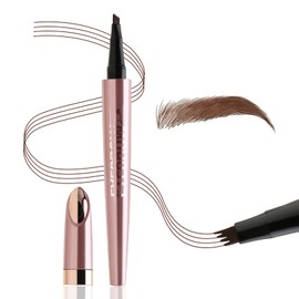 GEUUFEA 4-Tip Microblading Brow Pen, Waterproof Liquid Eyebrow Pen with Precise Brush-tip, Micro Shaping Eyebrow Filler Pen for 3D Natural Brow Makeup