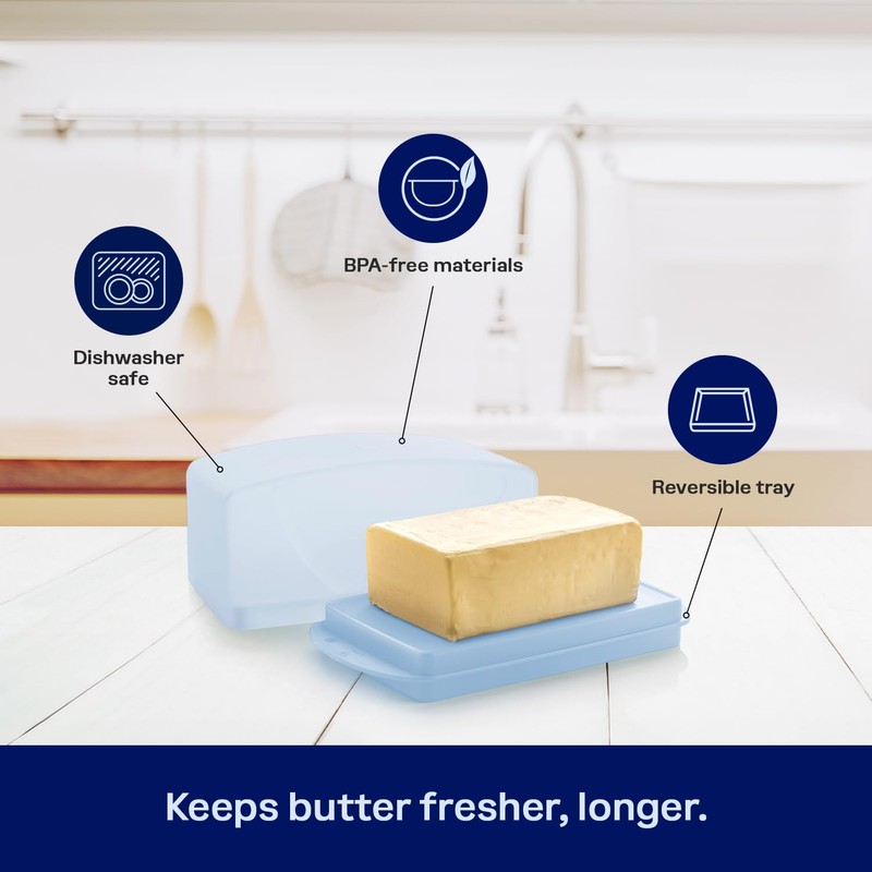 Tupperware Impressions Butter Dish, Light Blue, Dishwasher Safe and BPA