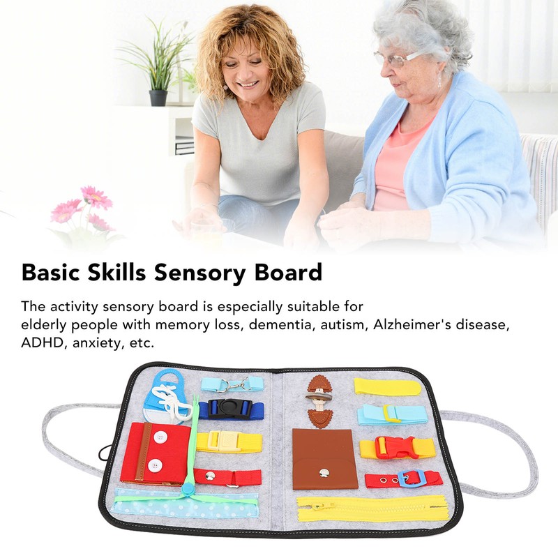 Elderly Activity Sensory Board Portable Zip Button Basic Skills Sensory