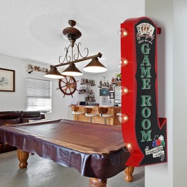 Game Room Billiards Darts Poker Vintage Inspired Double-Sided Marquee LED Sign Retro Wall Decor for the Home, Game Room, Bar, Man Cave, Garage, or Bedroom (25" x 10" x 3")