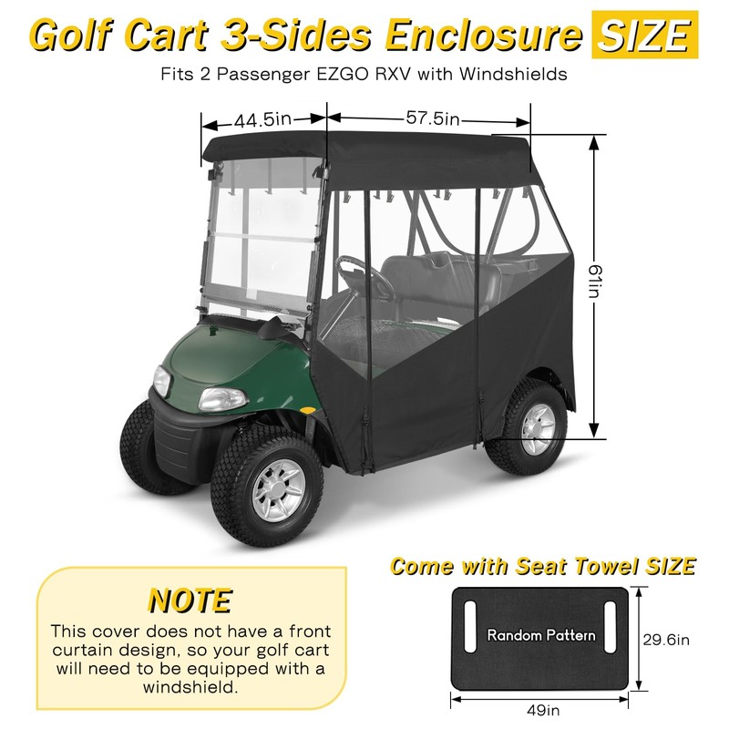 SANXIACAR Golf Cart Enclosure 2 Passenger for EZGO RXV 2