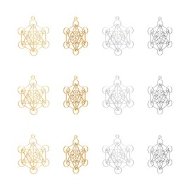 UNICRAFTALE - 12 unidades de 2 colores de metal con dije de metal de metal para collar, joyería y colgante de hexagrama dorado con diseño de estrella de geometría, Acero inoxidable, No es una piedra