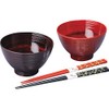 Nakanishi Kogei 0006049 Kishu Lacquer Range Soup Bowl, Pair of Akebono & Negoro (with Chopsticks)