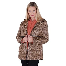 Charles River Apparel New Englander Wind & Waterproof Rain Jacket, Leopard Print, XS
