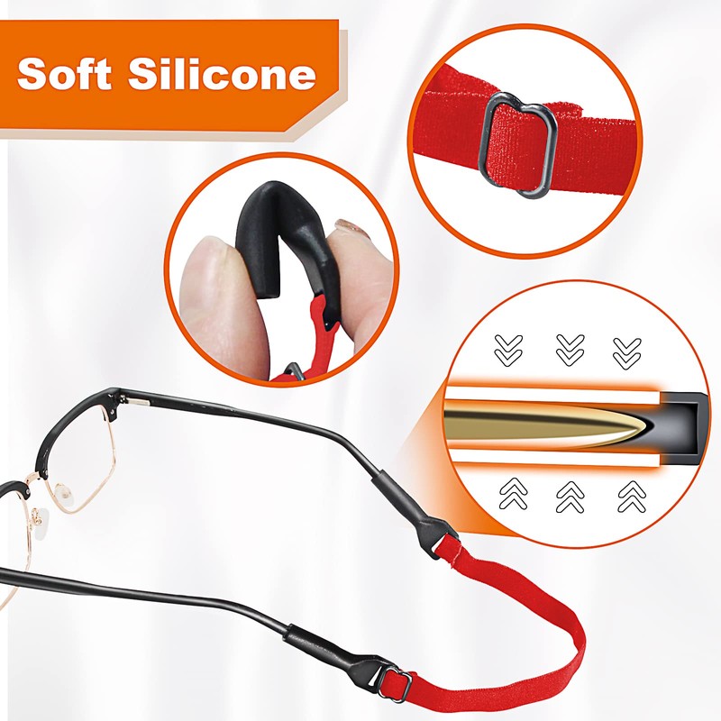 SMARTTOP Adjustable Glasses Strap-6 Pack No Tail Eyeglass Straps Eyewear