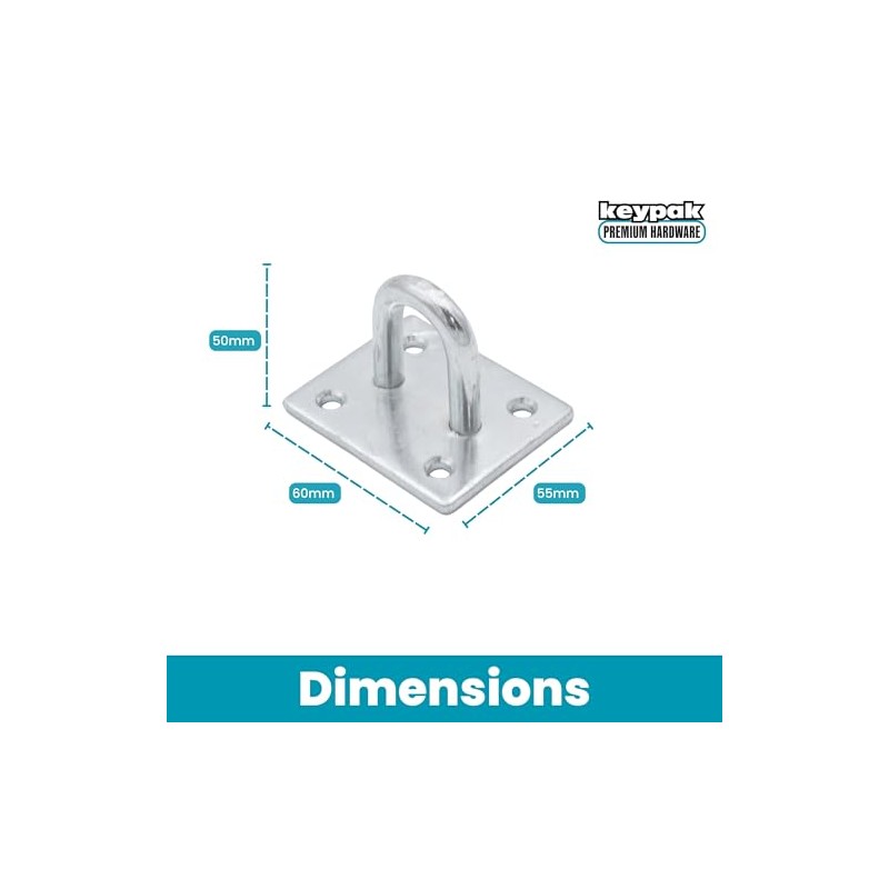 Keypak Security Staple on Plate, 50mm, Zinc Plated, Heavy-Duty Corrosion