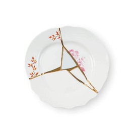Seletti Kintsugi Teller für Obst aus Porzellan und 24 Karat Gold mod.1