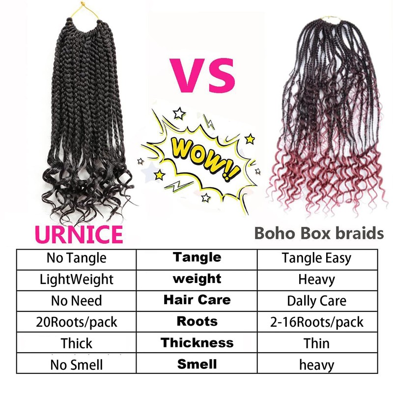 7 Packs 18 Inch Bohemian Goddess Box Braids Crochet Hair