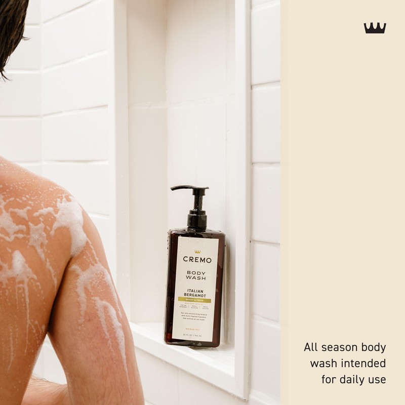 Cremo Rich-Lathering Italian Bergamot Body Wash for Men, 32 Fl