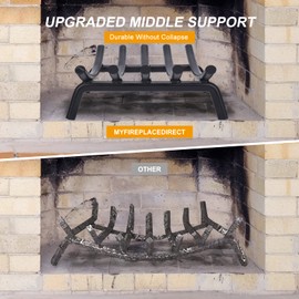 Fireplace Grate 14 Inch Solid Round Steel 3/4" Bar -Heavy Duty Wrought Cast Iron Indoor Outdoor Firewood Stove Log Holder Rack Wood Burning Fireplace Accessories, Camping, Chimney, Hearth Tools