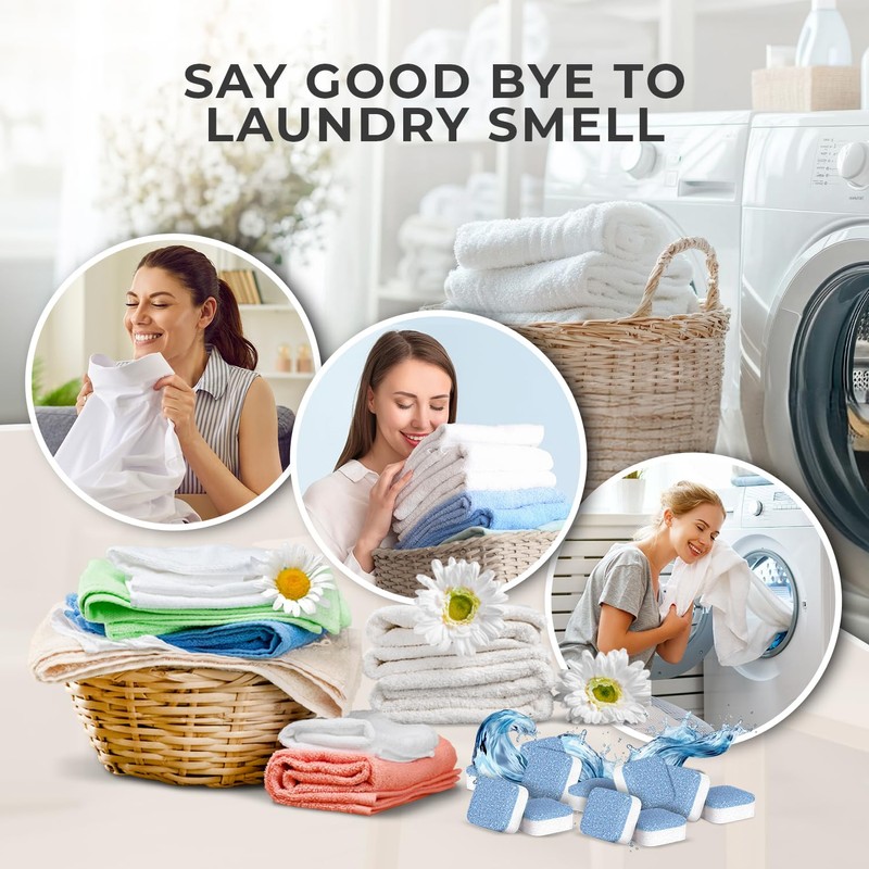 MELTINGTABS Washing Machine Cleaner, 24-Pack, Ocean Scent – Year-Long Freshness