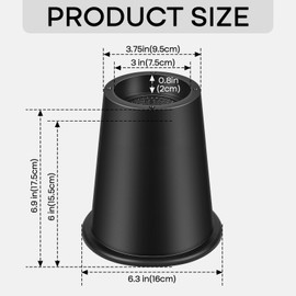 MCXYEM Bed Riser/Furniture Lift Bed/Bed risers/Furniture Lifter/Table risers/Frame Risers Create Under Bed Storage Heavy Duty for Furniture Height Adjustment Round Black (6 Pack, New 6 Inch)