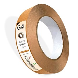 G4GADGET Kraft Paper Packing Tape 24mm x 50m | Strong Brown Paper Tape for Parcel Packing, Picture Framing & Moving Boxes | Eco-Friendly & Recyclable