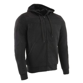 Milwaukee Leather MPM1788 Men's Black CE Approved Armored Riding Hoodie Sweater w/Aramid by DuPont Fibers - Large