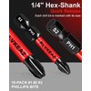 10-Pack Phillips Bits #1#2#3 Impact Magnetic, 2 Inch Phillips Head