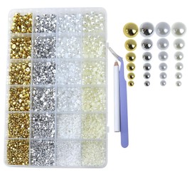Perlas para manualidades, encantos de uñas, perlas de uña de parte trasera plana, 6 tamaños, cuentas de media perla redonda para adorno, cara, zapatos, vestido, pequeños accesorios para manualidades