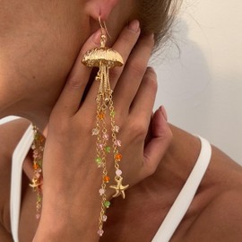 Starfish Earrings for Women Large Starfish Earrings Dangle Ocean Jellyfish Earring Beach Vacation Clothes for Women