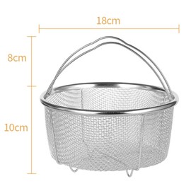 Mesh Steamer Basket Diameter 18 cm / 20 cm Round Stainless Steel Steamer Insert with Handles, Drip Basket Steamer Insert Basket for Pressure Cookers Cooking Pots (18 cm)