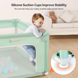 COMOMY Playpens for Babies and Toddlers, 74"x50" Playard Extra Large, Safe and Non-Slip Baby Fence, Full Mesh Design, Indoor & Outdoor Kids Activity Center, Play Pens (Dark Green)