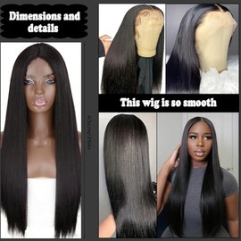 26 Inch Lace Front Wigs Straight HD Transparent Lace Front Wigs Human Hair Pre Plucked Pre Bleached Wig for Women Glueless Wig Natural Black Color